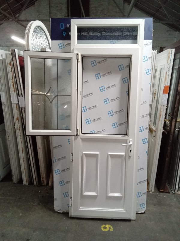 Used White Upvc Stable Back Door And Toplight 840mm x 2400mm 0814 - Image 7