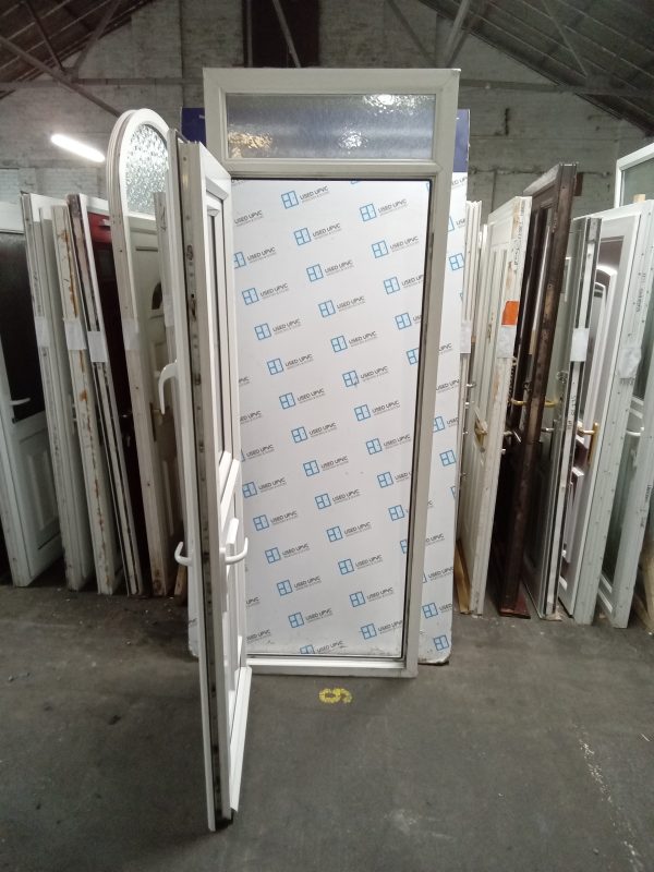 Used White Upvc Stable Back Door And Toplight 840mm x 2400mm 0814 - Image 3