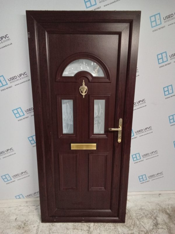 Used Rosewood Upvc Front Door 900mm x 2025mm 0772