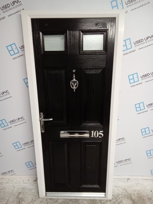 Used Black Composite Front Fire Door 845mm x 1940mm 0005