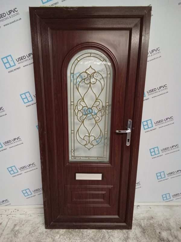 Used Rosewood Upvc Front Door 905mm x 2025mm 0147