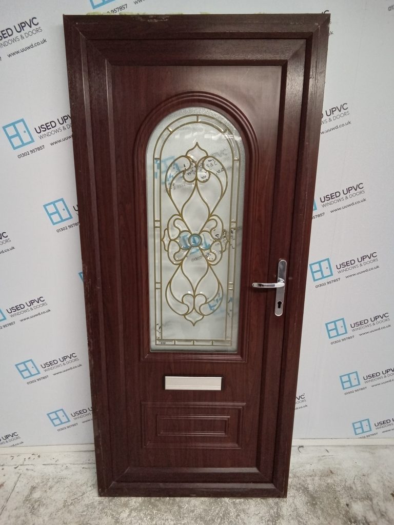 Used Rosewood Upvc Front Door 905mm x 2025mm 0147 | Used UPVC Windows ...