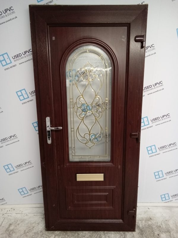 Used Rosewood Upvc Front Door 905mm x 2025mm 0147 - Image 2