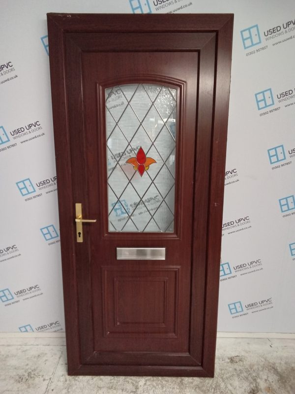 Used Rosewood Upvc Front Door 925mm x 2075mm 0224