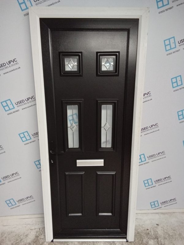 Used Black Upvc Front Door 875mm x 2075mm 0170