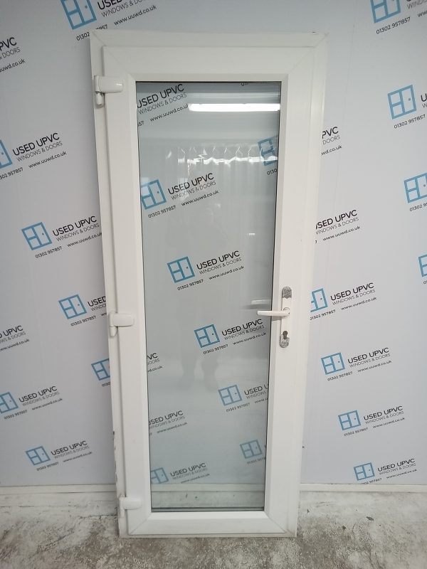 Used White Upvc Full Glass Back Door (outwards opening) 800mm x 2045mm 0210