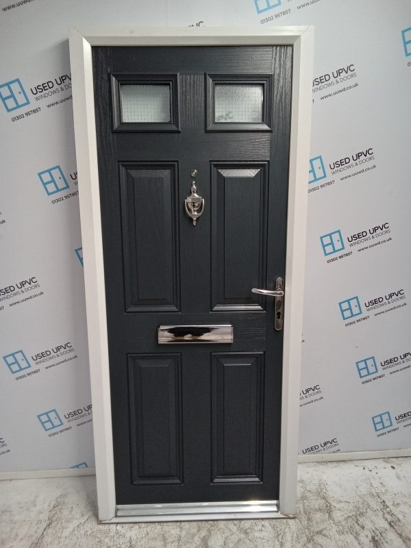 Used Upvc Anthracite Grey Composite Front Fire Door 860mm x 1950mm 0294