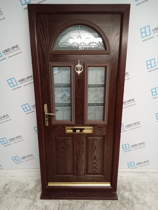 Used Rosewood Composite Front Door 920mm x 2070mm 0352