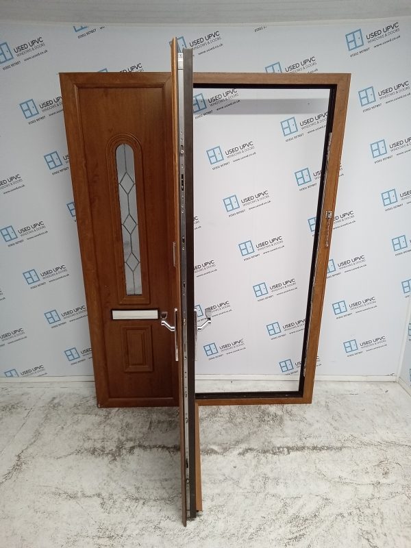 Used Oak Upvc Front Door And Side Panel 1490mm x 2065mm (reduce to 1460mm) DS011 - Image 3