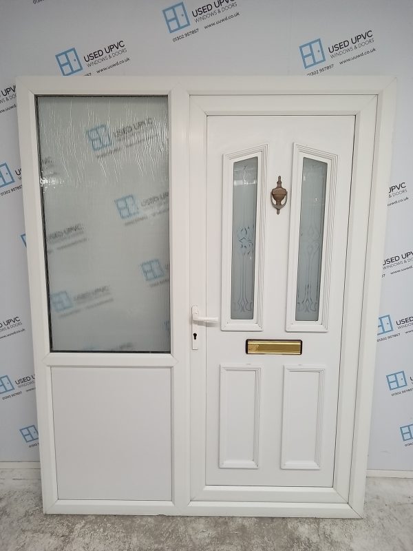 Used White Upvc Front Door And Side Panel 1585mm x 2050mm DS012