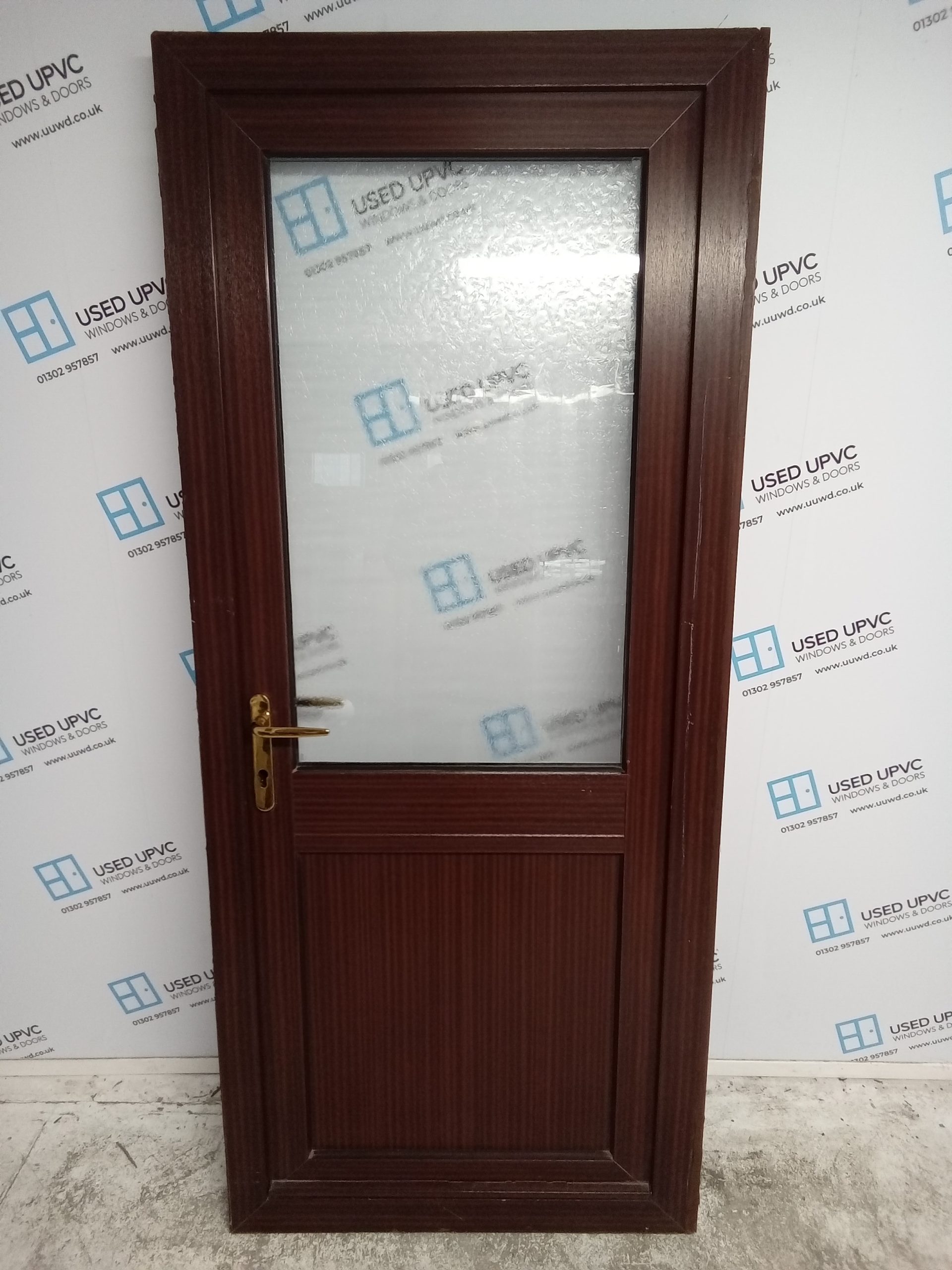 Used Woodgrain Upvc Back Door 895mm x 2055mm (reduce to 880mm) 0421 ...