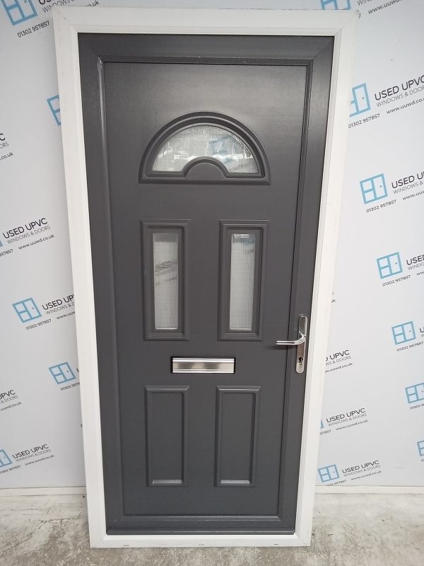 Used Anthracite Grey Upvc Front Door 975mm x 2100mm 0141