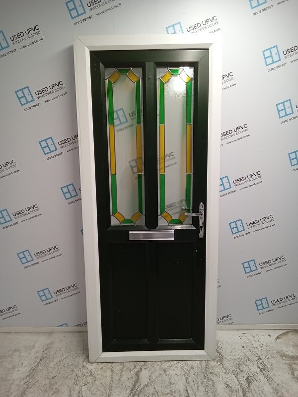 Used Green Upvc Front Door 850mm x 2050mm 0293