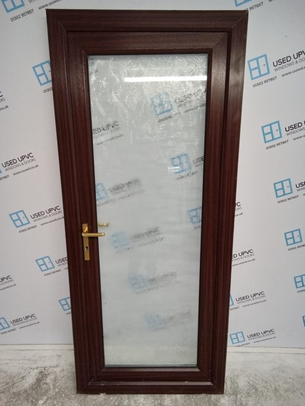 Used Woodgrain Upvc Full Glass Back Door 890mm x 2065mm 0215