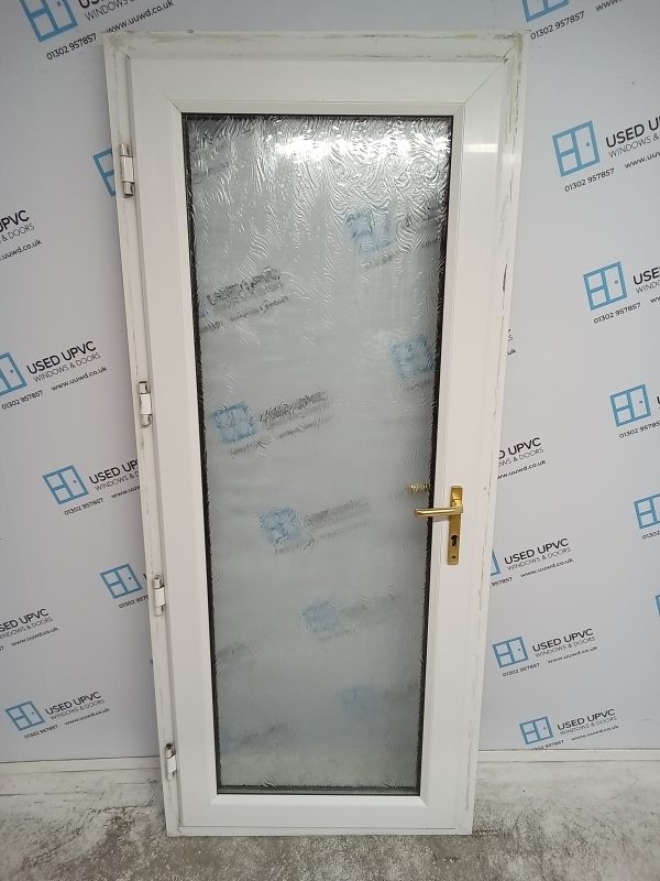 Used Woodgrain Upvc Full Glass Back Door 890mm x 2065mm 0215 - Image 2