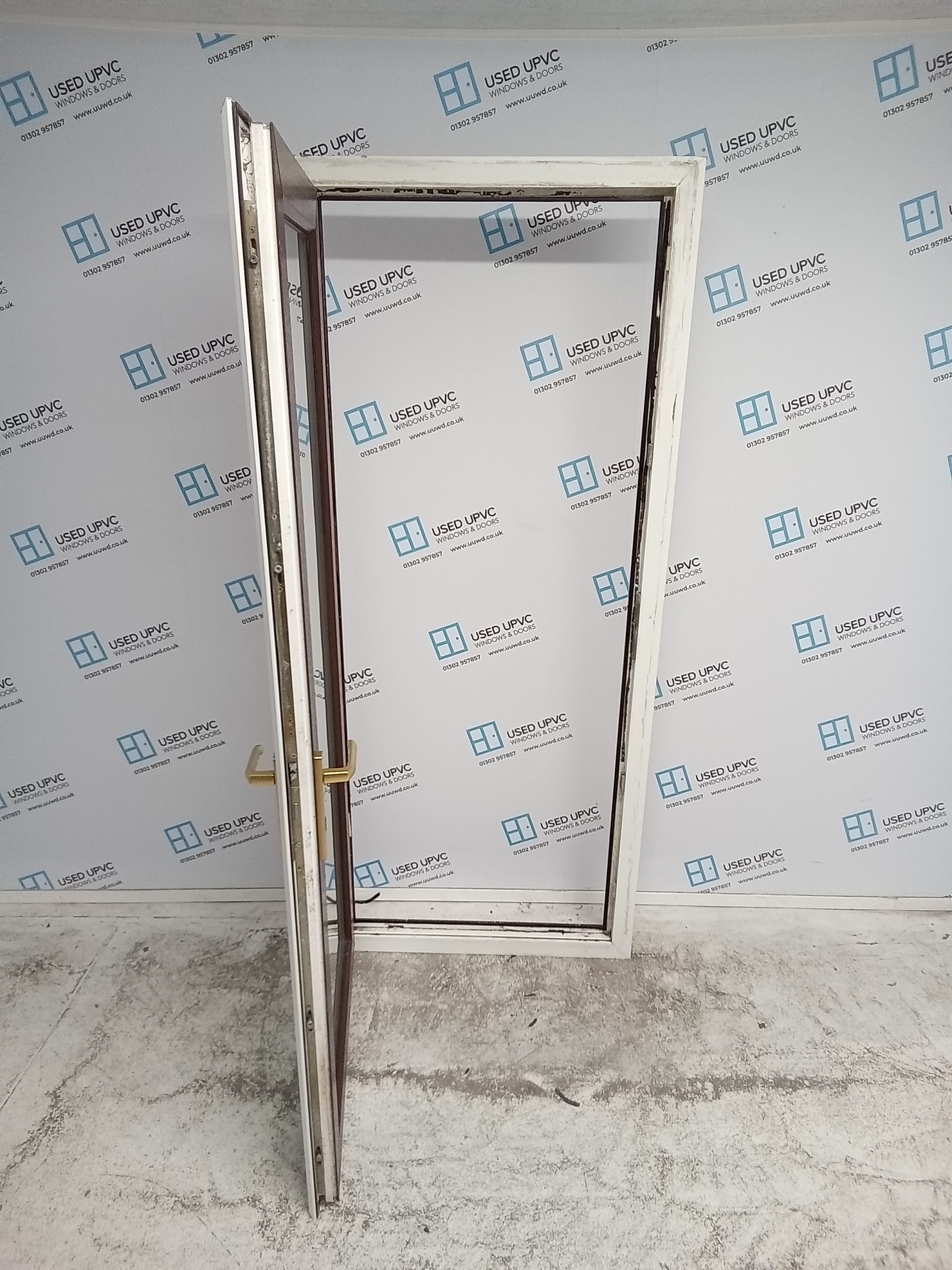 Used Woodgrain Upvc Full Glass Back Door 890mm x 2065mm 0215 | Used ...