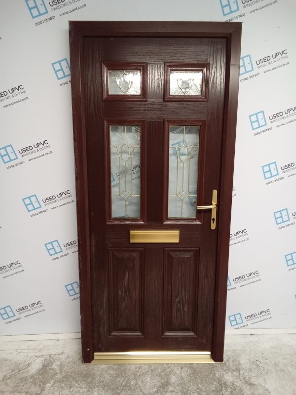 Used Rosewood Composite Front Door 910mm x 2030mm 0232