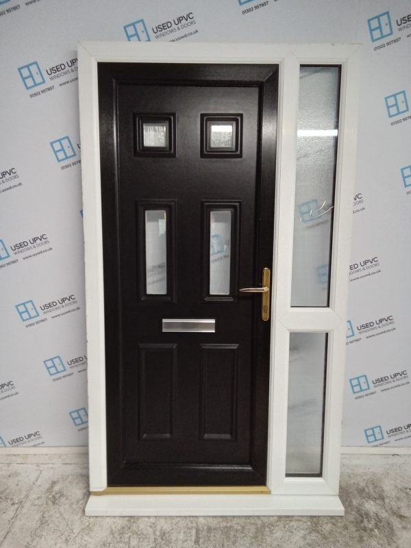 Used Black on White Upvc Front Door And Side Panel 1190mm x 2080mm DS011