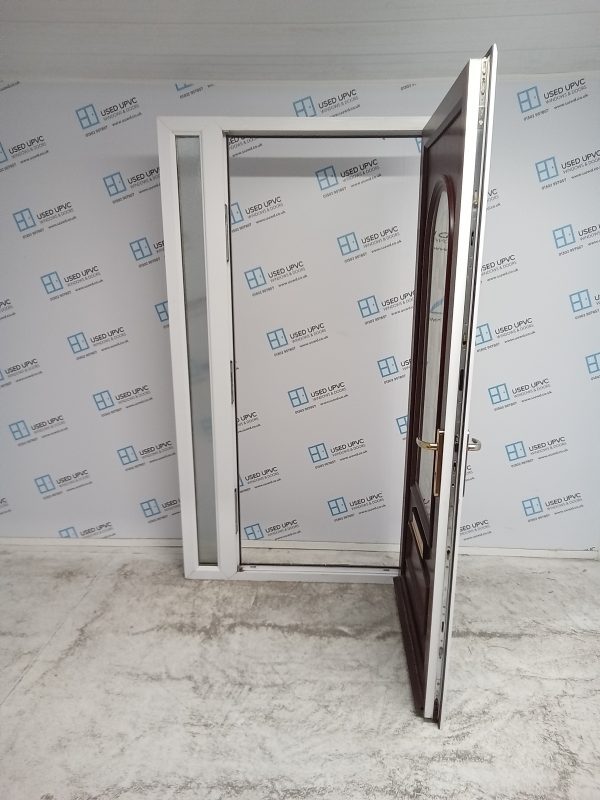 Used Rosewood Upvc Front Door And Side Panel 1155mm x 2140mm DS031 - Image 3