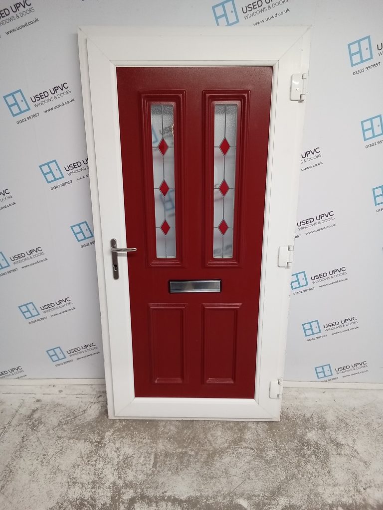 Used Red Upvc Outward Opening Front Door 950mm x 1930mm 0703 Used