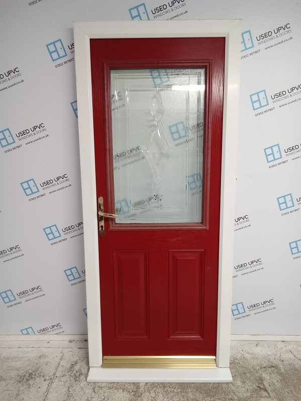 Used Red Composite Door 890mm x 2070mm 0105