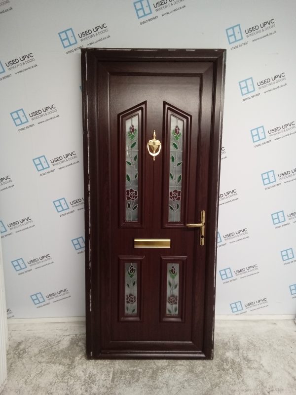 Used Rosewood Upvc Front Door 880mm x 2060mm 0808