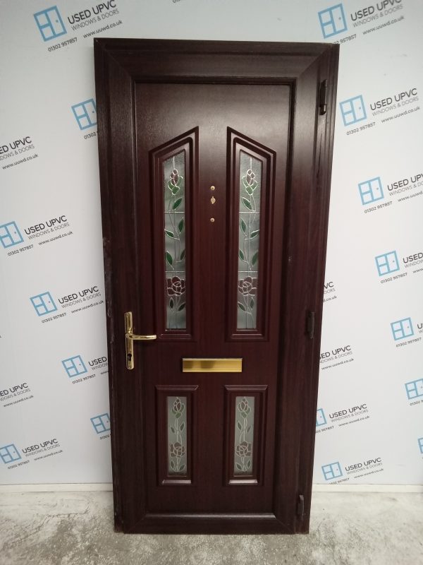 Used Rosewood Upvc Front Door 880mm x 2060mm 0808 - Image 2