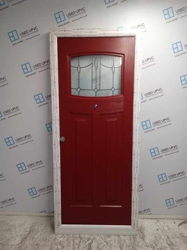 Brand New Blue on Red Outward Opening Composite Door 890mm x 2100mm ND38 - Image 2