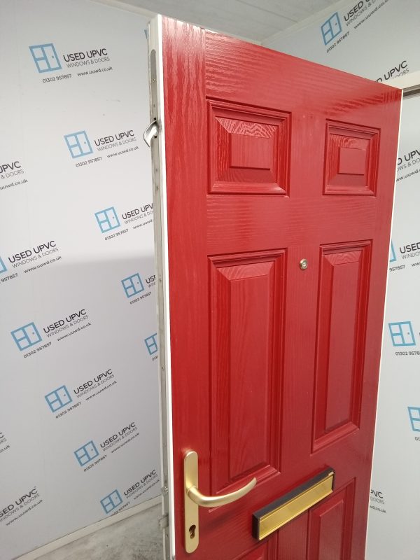 Used Red Composite Front Door 840mm x 1960mm 0653 - Image 4