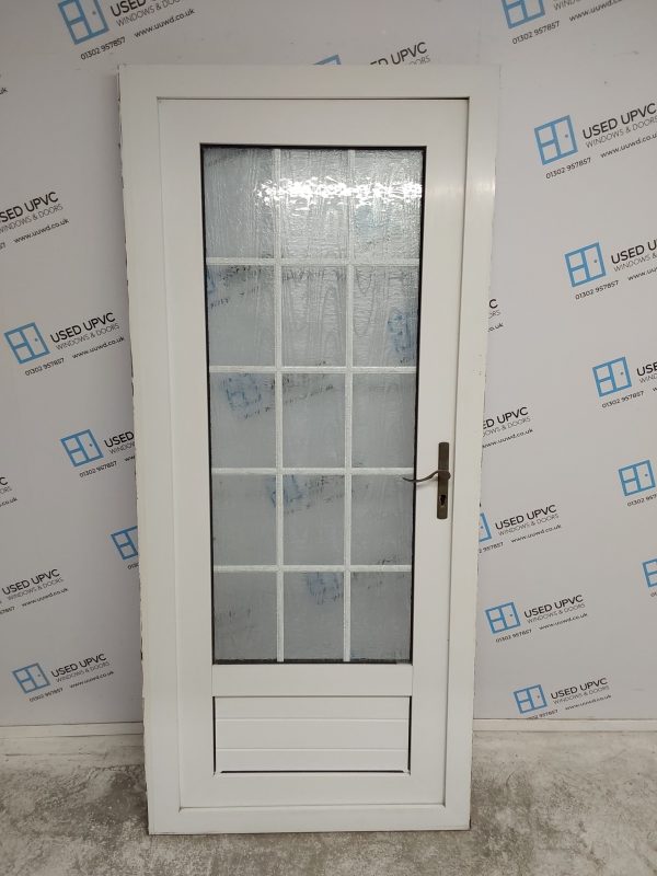 Used White Upvc Back Door 910mm x 2025mm (reduce to 890mm) 0212
