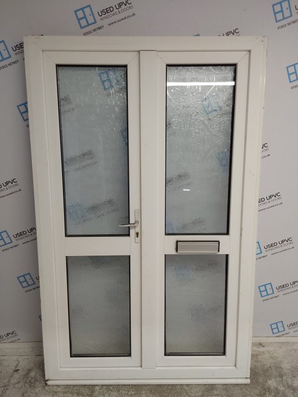 Used White Upvc French Doors 1265mm x 2020mm (reduce to 1225mm) EA3