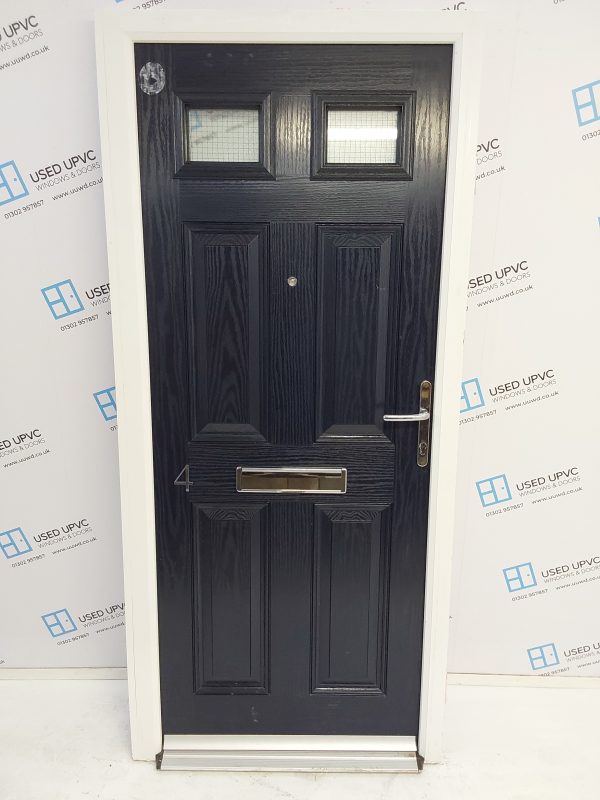 Used Blue Composite Front Door 920mm x 2040mm (reduce to 900mm) 0120
