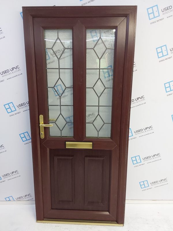 Used Rosewood Upvc Front Door 895mm x 2005mm 0162