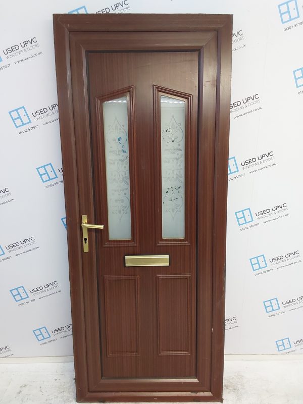 Used Woodgrain Upvc Front Door 865mm x 2130mm 0354