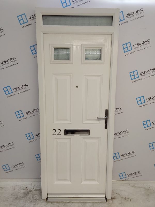 Used White Composite Front Door And Toplight 870mm x 2220mm 0515