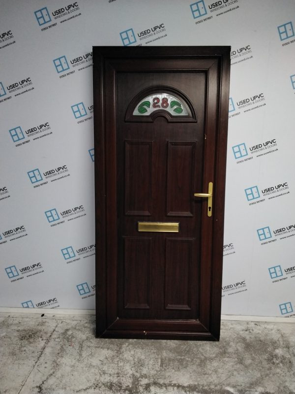 Used Rosewood Upvc Front Door 910mm x 2045mm 0099