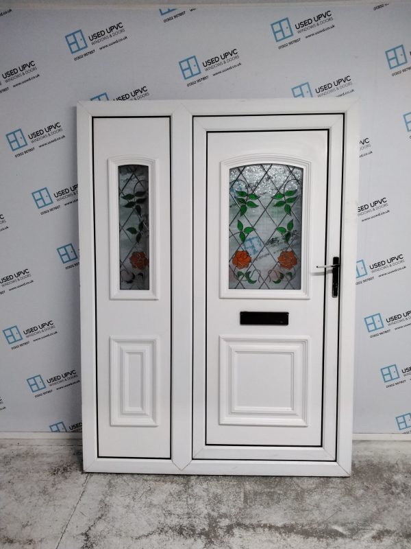 Used White Upvc Front Door And Side Panel 1435mm x 1955mm DS001