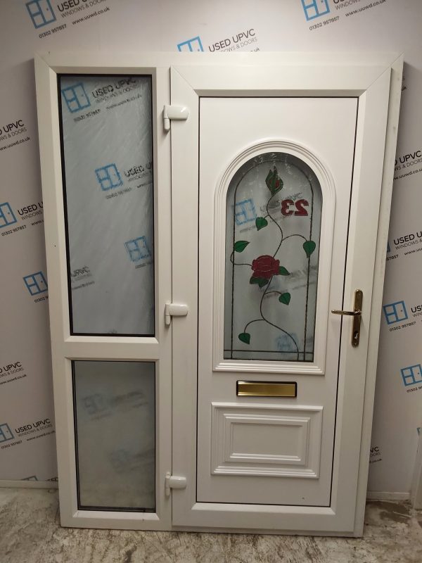 Used White Upvc Front Door And Side Panel 1400mm x 2070mm DS013 - Image 2