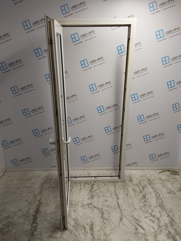 Used White Upvc Full Glass Back Door 840mm x 2055mm 0187 - Image 3