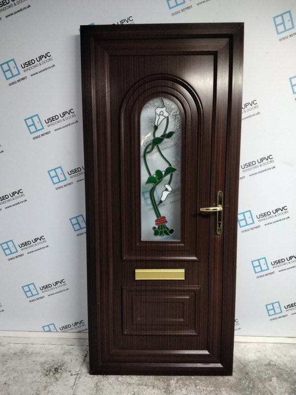 Used Woodgrain Upvc Front Door 850mm x 1970mm 0191