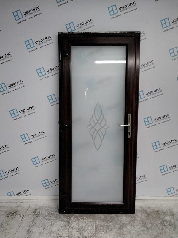 Used Woodgrain Upvc Back Door 890mm x 2055mm 0189 - Image 2