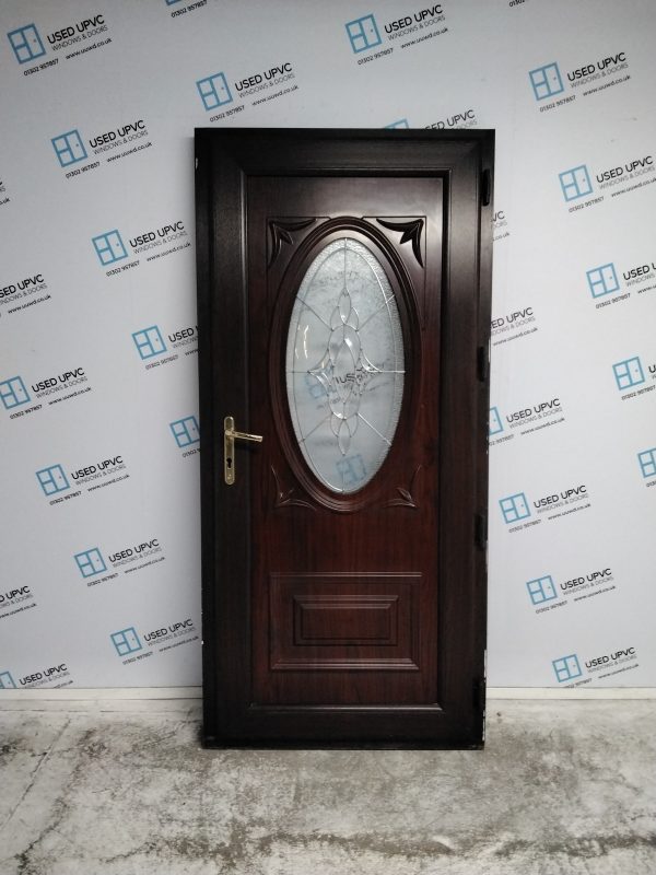 Used Rosewood Upvc Back Door 935mm x 1995mm 0202 - Image 2