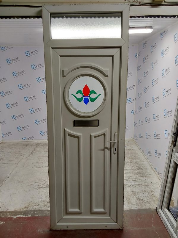 Used White Upvc Front Door And Toplight 850mm x 2420mm 0213