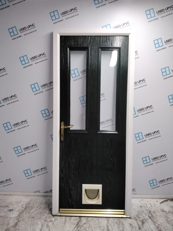 Used Dark Green Composite Back Door 890mm x 2070mm 0216