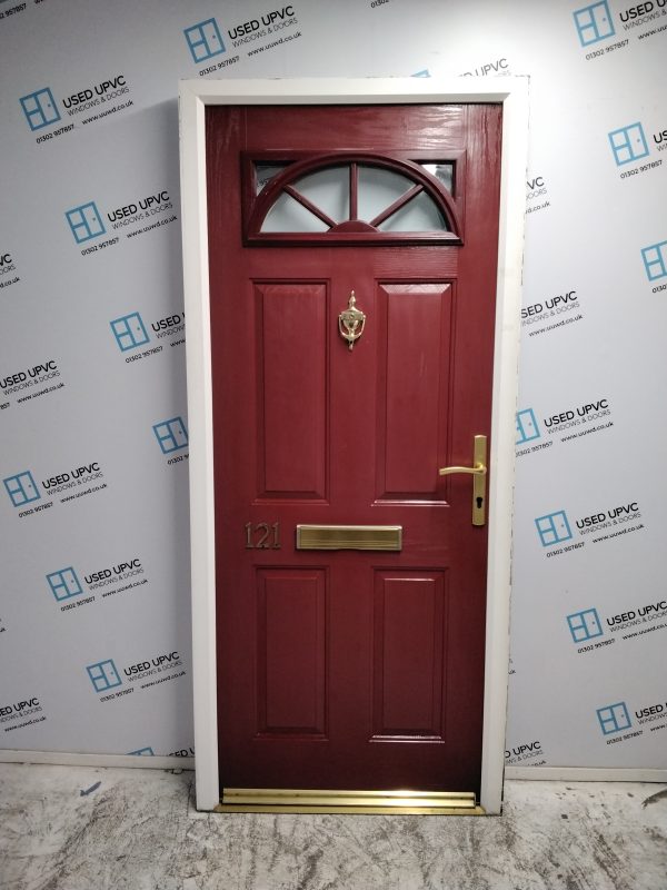 Used Red Composite Front Door 920mm x 2080mm 0228
