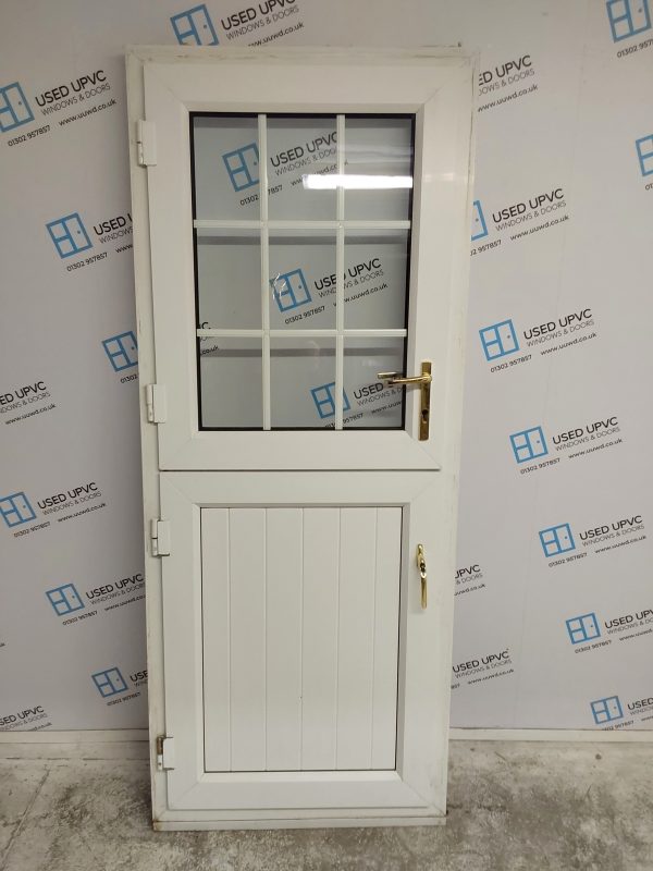 Used White Upvc Back Barn Door 840mm x 2085mm 0230 - Image 2
