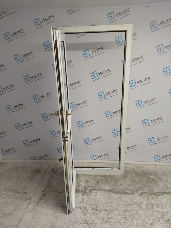 Used White Upvc Back Barn Door 840mm x 2085mm 0230 - Image 3