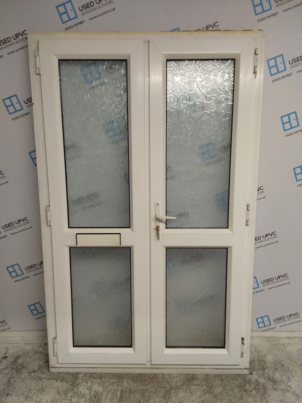 Used White Upvc French Doors 1265mm x 2020mm (reduce to 1225mm) EA3 - Image 2