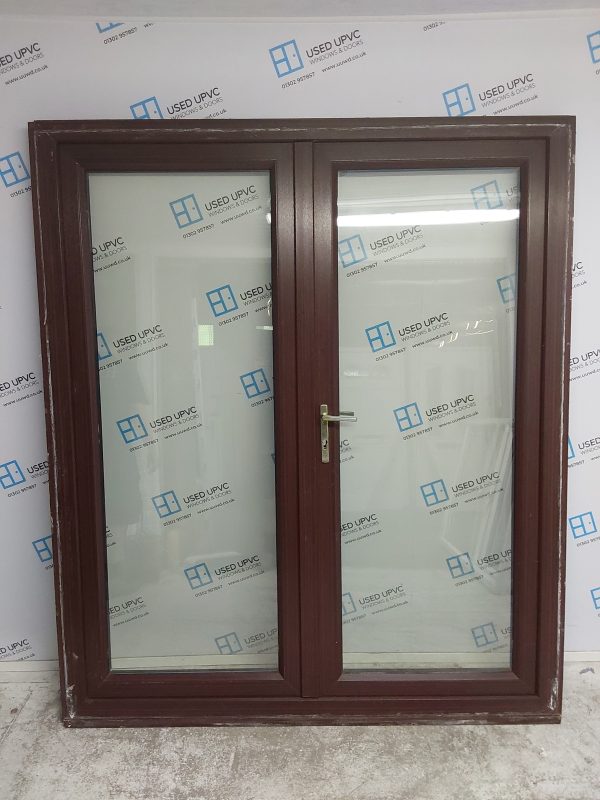 Used Woodgrain Upvc French Doors 1795mm x 2100mm (reduce to 1755mm) EA5 - Image 2