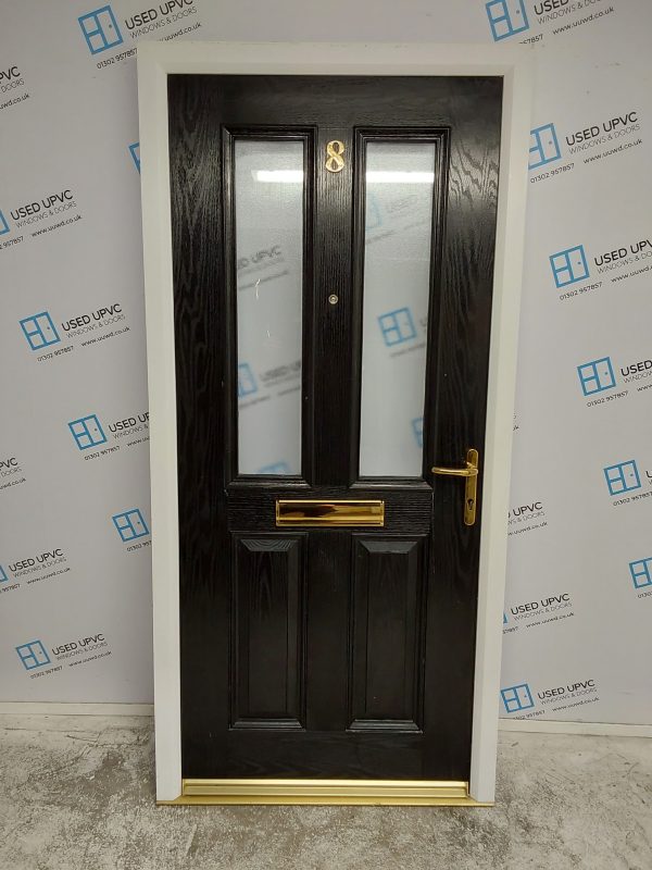 Used black Composite Front Door 990mm x 2090mm 0317